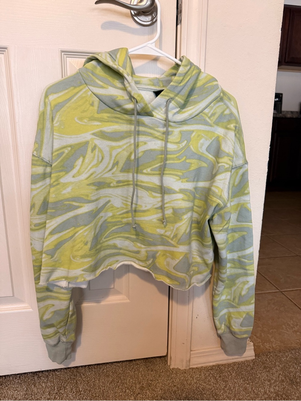 wild fable Tie-Dye Cropped Hoodie in Lime & Pale Blue